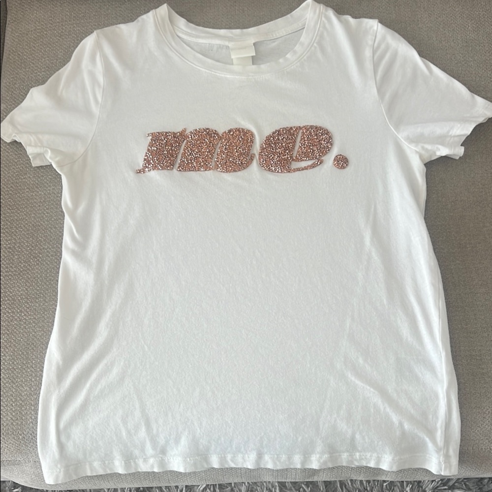 White Kids T-Shirt with Glitter Detail